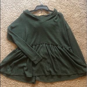 waffle knit peplum sweater